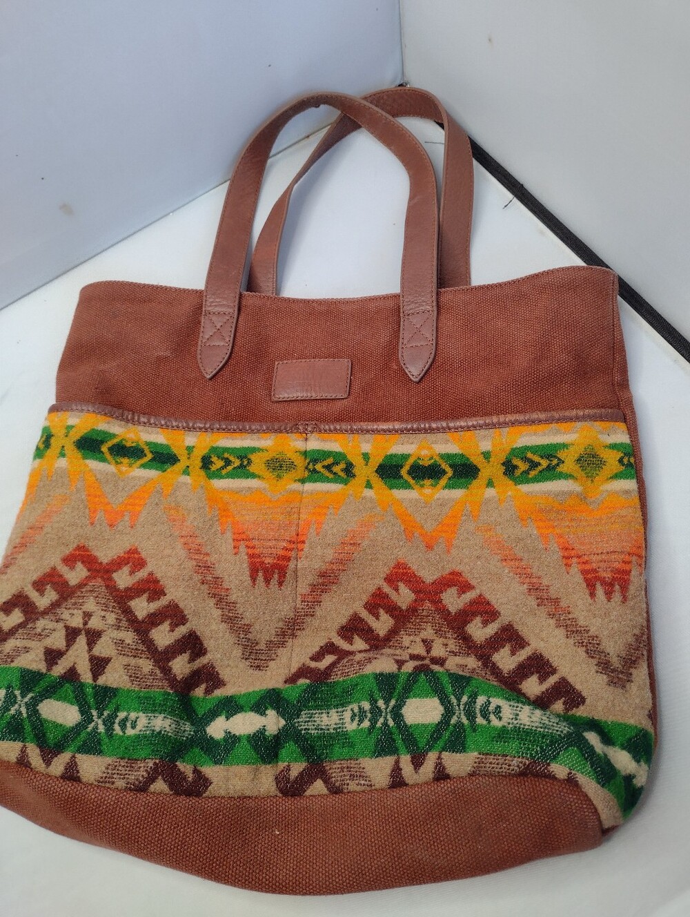 Pendleton Woolen Mills Market Tote Bag Aztec Southwestern Canvas Bottom P3